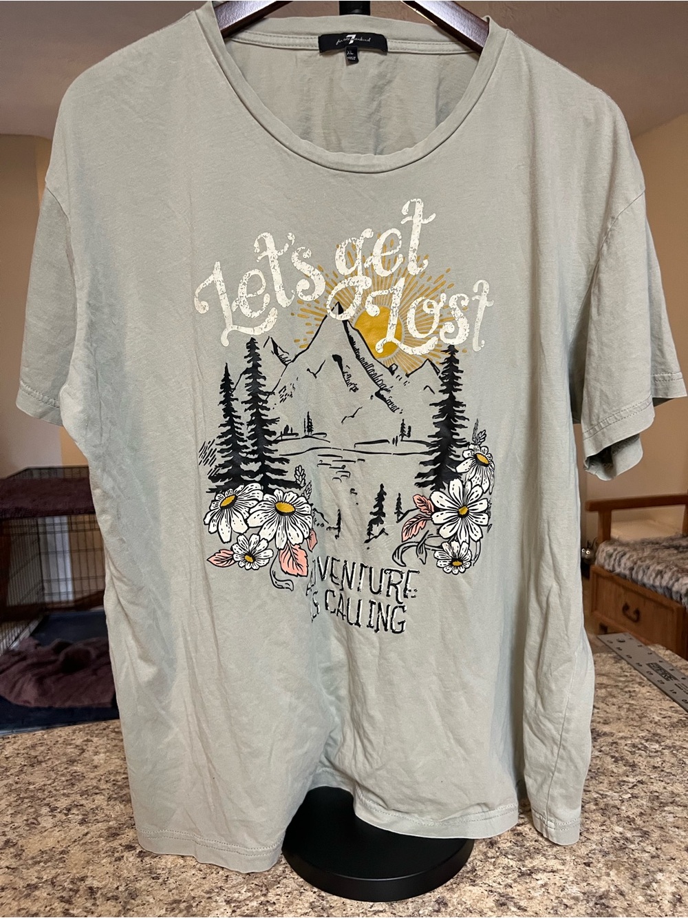 7 for all mankind unisex 'Let's Get Lost' Graphic Tee nature mountain